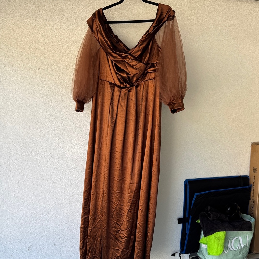 SHEIN Brown Long Sleeve Gown